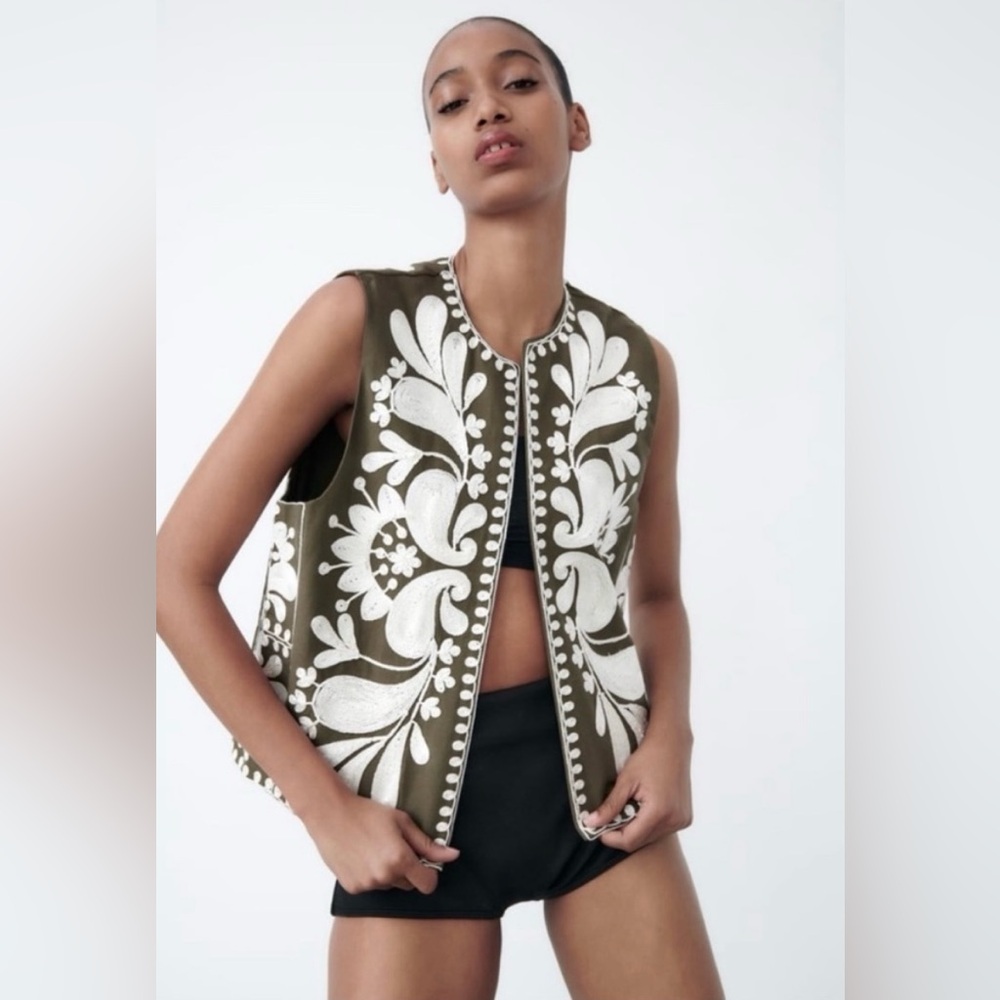 Zara The Stephanie embroidered vest NWT